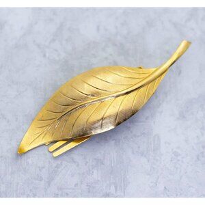 Vintage Gold Tone Art Nouveau Elven Leaf Leaves Clip, Elegant Clip - CH1
